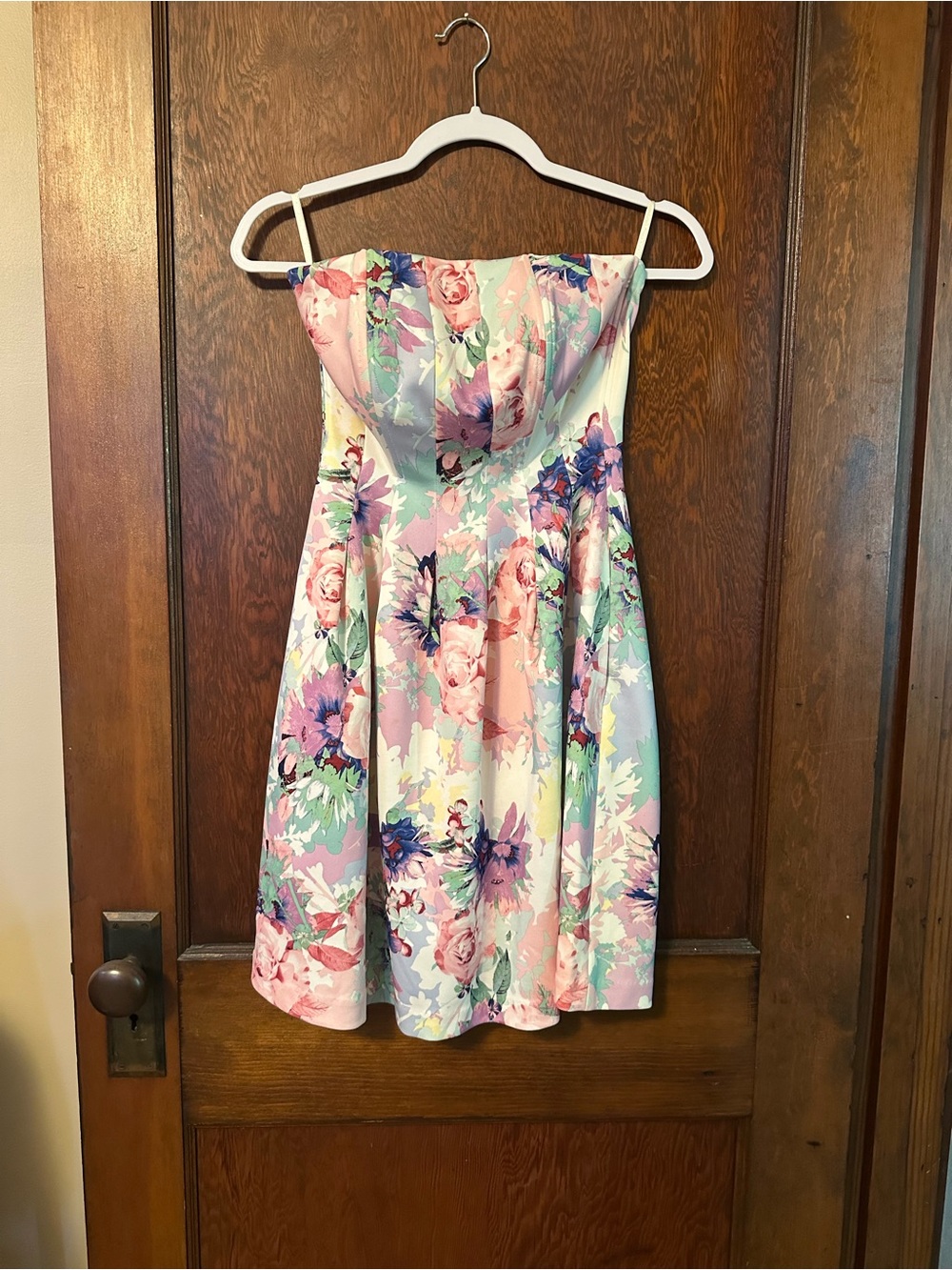 New York & Company Strapless Floral Dress